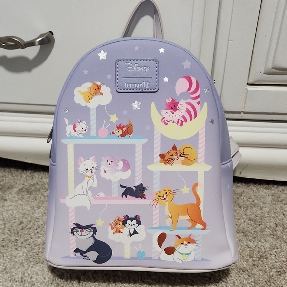 Disney Loungefly Lavender Cat Backpack - Picture 1 of 9